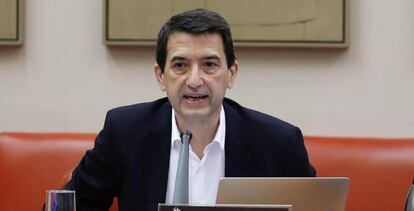 El responsable de Análisis Económico de BBVA Research, Rafael Doménech, durante una comparecencia en el Congreso, el pasado año.