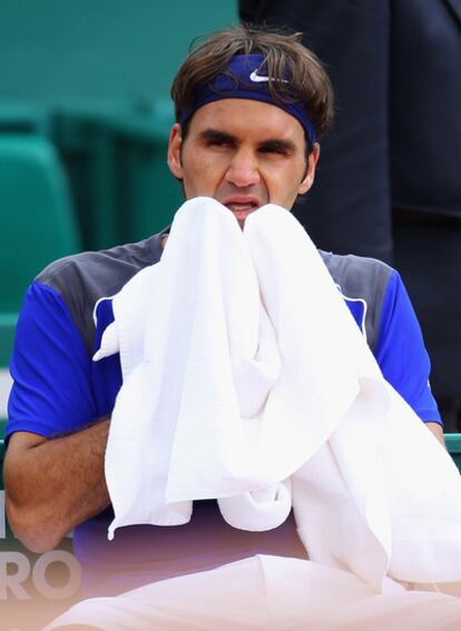 Federer, durante el partido de hoy.