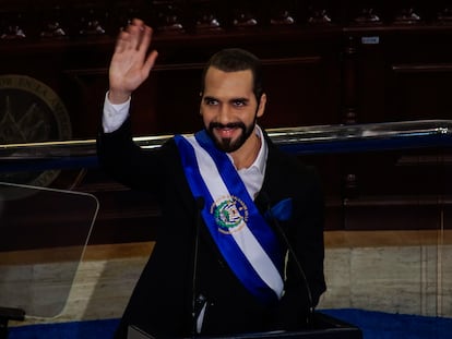 Nayib Bukele, presidente de El Salvador, en el Congreso salvadoreño en 2023.