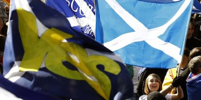 Partidarios de la independencia se manifiestan en Edimburgo (Escocia) en septiembre pasado. 
