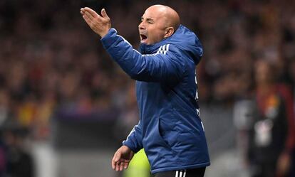 Jorge Sampaoli, durante el España-Argentina.