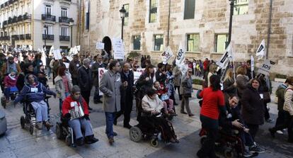 Imagen de una protesta de discapacitados realizada el pasado d&iacute;a 2 en Valencia. 