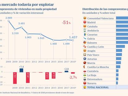 La nuda propiedad conquista a socimis y fondos pero solo a 1.500 propietarios al año