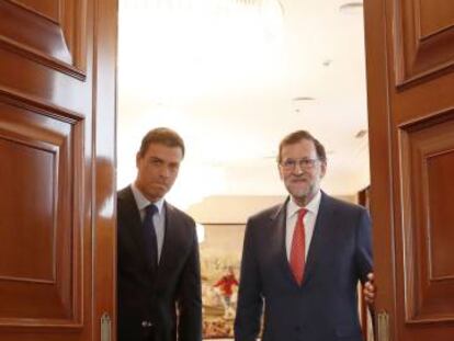 Pedro S&aacute;nchez y Mariano Rajoy, en su &uacute;ltima reuni&oacute;n en el Congreso.