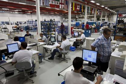 Planta de trabajo e instalaciones aeroespaciales en Brasil.