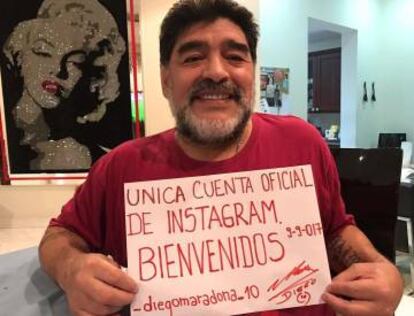Maradona, en una de las primeras imágenes publicadas en su Instagram.