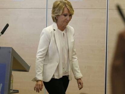 Esperanza Aguirre el d&iacute;a que anunci&oacute; su dimisi&oacute;n. 