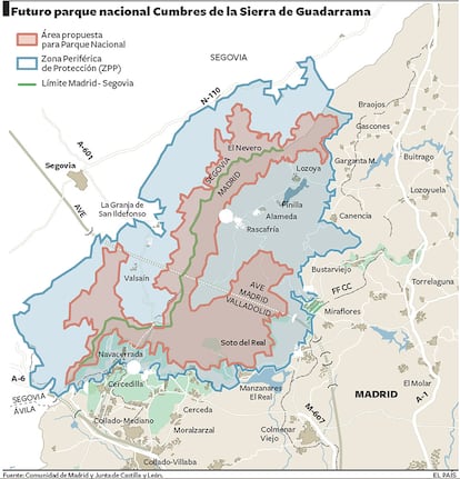 El proyecto de la Sierra de Guadarrama abarcará 21.740 hectáreas, 1.965 más que el último proyecto que se presentó en noviembre de 2009.