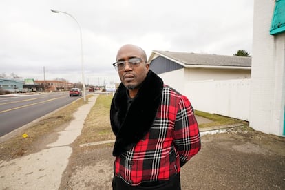 Brian Chaney stands near the area, Wednesday, Jan. 10, 2024, in Keego Harbor, Mich., where he was arrested.