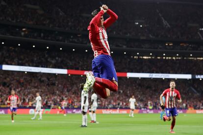 Álvaro Morata celebra el 1-0 ante el Real Madrid.