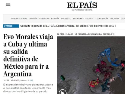 Portada de la edición digital de EL PAÍS América.