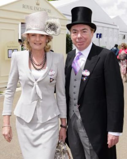 El matrimonio Madeleine y Andrew Lloyd Webber, en las carreras de Ascot (Inglaterra), el 23 de junio.