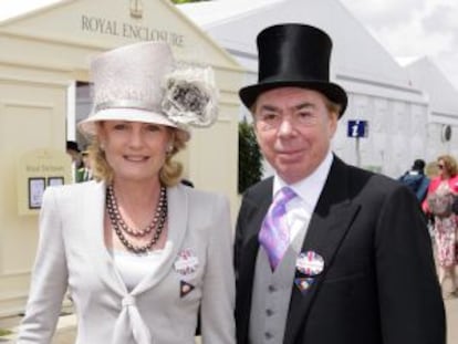El matrimonio Madeleine y Andrew Lloyd Webber, en las carreras de Ascot (Inglaterra), el 23 de junio.