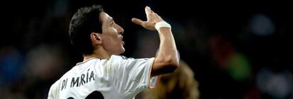 Di María celebra su gol, el tercero del Madrid.