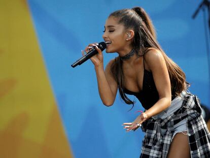 Ariana Grande, durante su concierto de hoy en Nueva York.