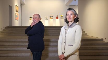 Alfonso Albacete y Blanca Muñoz, en la galería Marlborough de Madrid.