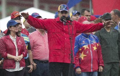 Nicolás Maduro, durante una 'marcha anti-imperalista' en Caracas.