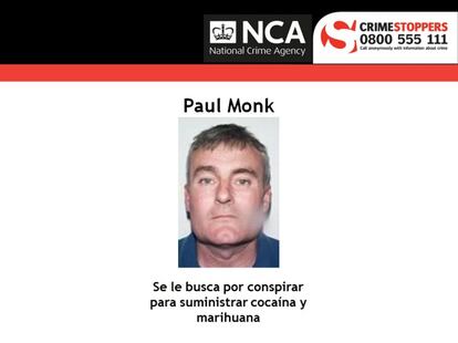 El historial de <b>Paul Monk </b> resulta extenso. La Policía Metropolitana busca a este hombre de 54 años por trafico de cocaína y marihuana. "Estuvo implicado en la entrega de un kilo de coca en Cockfosters (Londres) el 7 de mayo de 2013", resalta la Agencia Nacional del Crimen de Reino Unido, que también lo relaciona con la incautación de 23 kilos de marihunana en octubre de 2013, en Colchester (Essex).