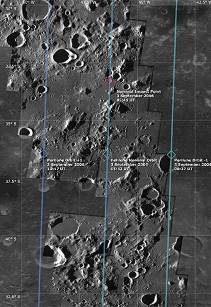 Lugar donde se ha producido el impacto, en el Lago de la Excelencia, en el hemisferio sur de la Luna.