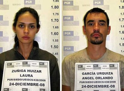 Fotos policiales de Laura Elena Zúñiga y Ángel Orlando García.