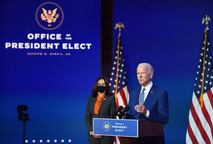 Joe Biden y Kamala Harris, ayer en Delaware.