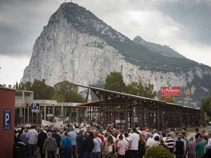 Manifestación en La Línea contra los efectos negativos del Brexit, el pasado mes de octubre.