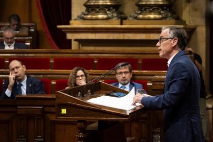 Un momento de la intervención de Josep Maria Jové, portavoz de ERC.