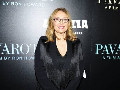 Nicoletta Mantovani, viuda de Luciano Pavarotti, en el estreno del documental 'Pavarotti', en Nueva York en mayo.