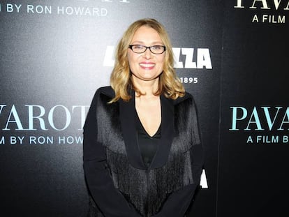Nicoletta Mantovani, viuda de Luciano Pavarotti, en el estreno del documental 'Pavarotti', en Nueva York en mayo.