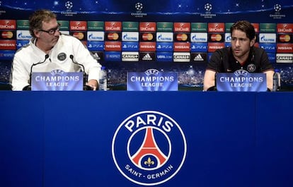 Laurent Blanc i Maxwell, a la roda de premsa prèvia al partit.