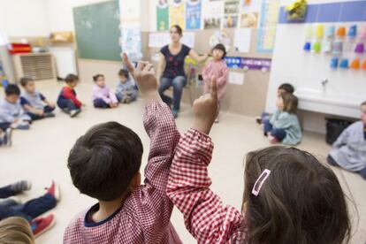 Classe de P3 en una escola de Barcelona.