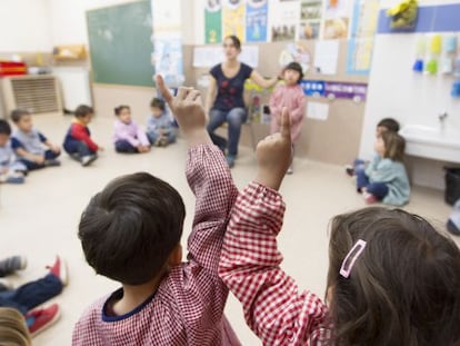 Classe de P3 en una escola de Barcelona.