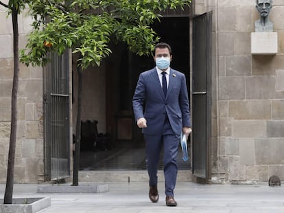 Pere Aragonès, este viernes antes de la reunión semanal del Gobierno catalán.