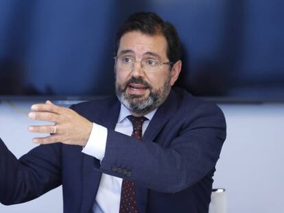 El presidente de la Asociación de Líneas Aéreas (ALA), Javier Gándara, durante la entrevista en Madrid.