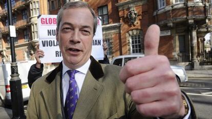 El líder del UKIP, Nigel Farage, este viernes en Londres.