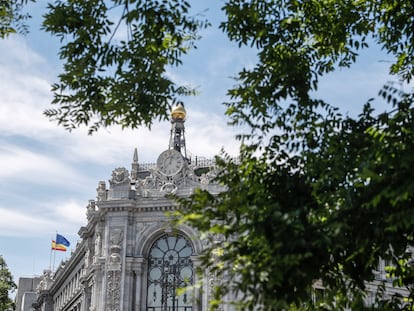 Exterior de la sede del Banco de España, en Madrid.