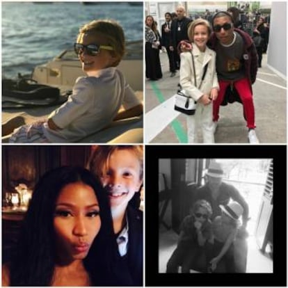 Hudson Kroning en diferentes imágenes de su Instagram: con Pharrell Williams, Nicki Minaj y junto a su padre Brad y su hermano Jameson.
