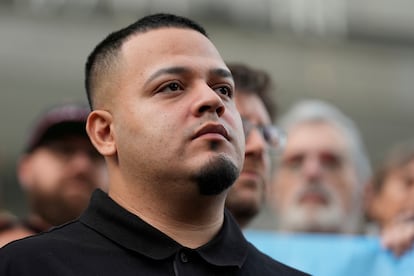 Kilmar Abrego García en una manifestación en Baltimore, el 25 de agosto.