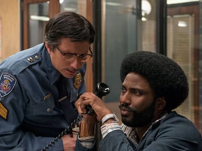 Ken Garito (esquerda) e John David Washington, em 'Infiltrado no KKKlan'.