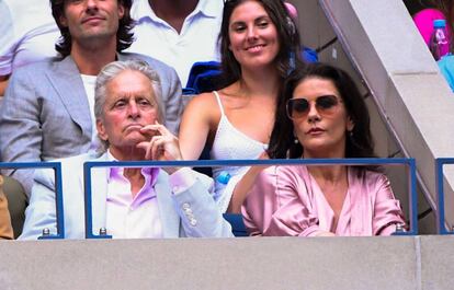 Michael Douglas and Catherine Zeta Jones, en la final del US Open en Nueva York.