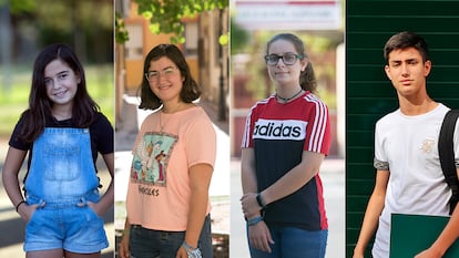 From left to right; Lara, 11, Raquel, 16, María, 13 and Víctor, 17.