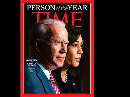 Portada de la revista 'Time' que retrata al presidente electo Joe Biden y a su número dos, Kamala Harris, como personajes del año.