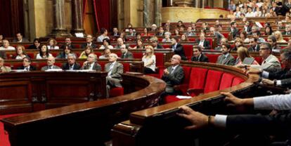 El hemiciclo del Parlamento catalán, ayer durante la votación de la Ley del Cine en Cataluña.
