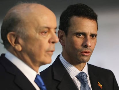 Henrique Capriles con Jos&eacute; Serra, canciller brasile&ntilde;o. 