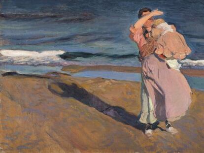 'Pescadora con su hijo', obra pintada por Sorolla en 1908, en una playa de Valencia.