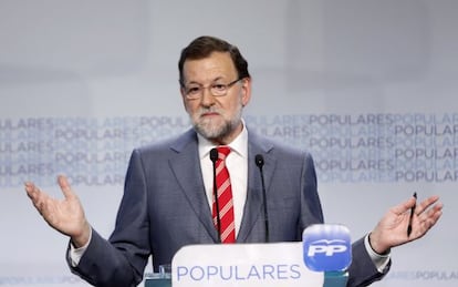 Prime Minister Mariano Rajoy during Monday’s press conference in Madrid.