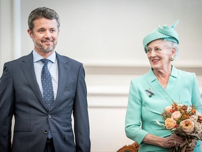 Crown Prince Frederik and Queen Margrethe II attend the opening of the Danish Parliament at Christiansborg Palace in Copenhagen, Denmark, on October 4, 2022.