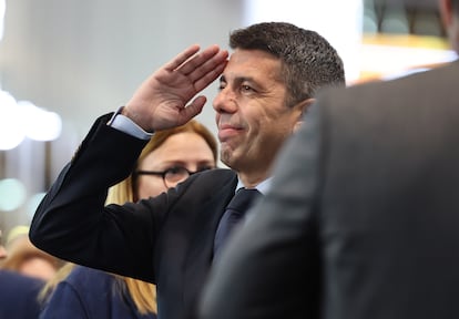 El presidente de la Generalitat Valenciana, Carlos Mazón, durante la inauguración de la Feria Fitur, en Madrid, en enero.