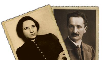 Retratos de los filósofos Hannah Arendt (1906-1975) y Martin Heidegger (1889-1976).