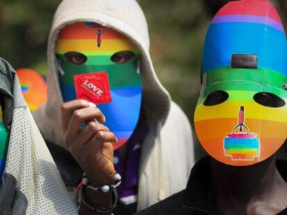 Protesta en Nairobi (Kenia) contra de la ley antihomosexual de Uganda en febrero.